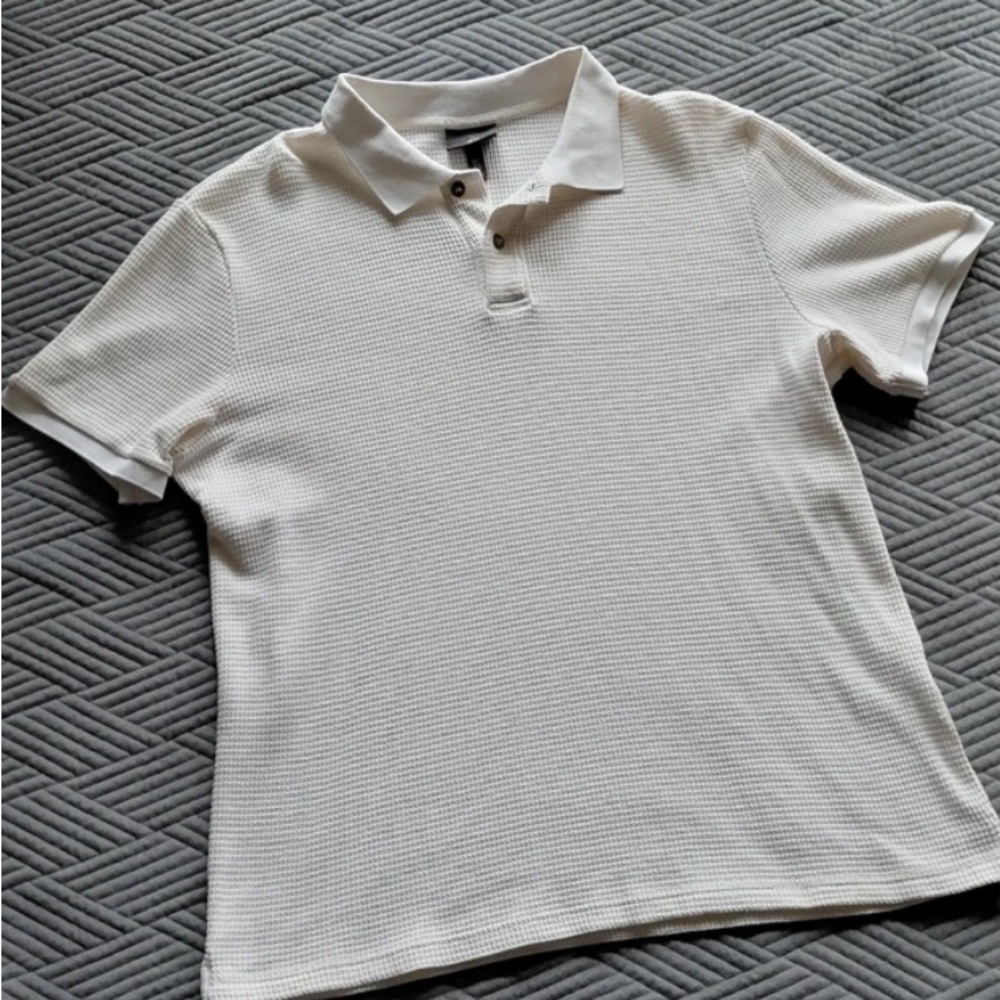 H&M Cream Textured Polo Shirt